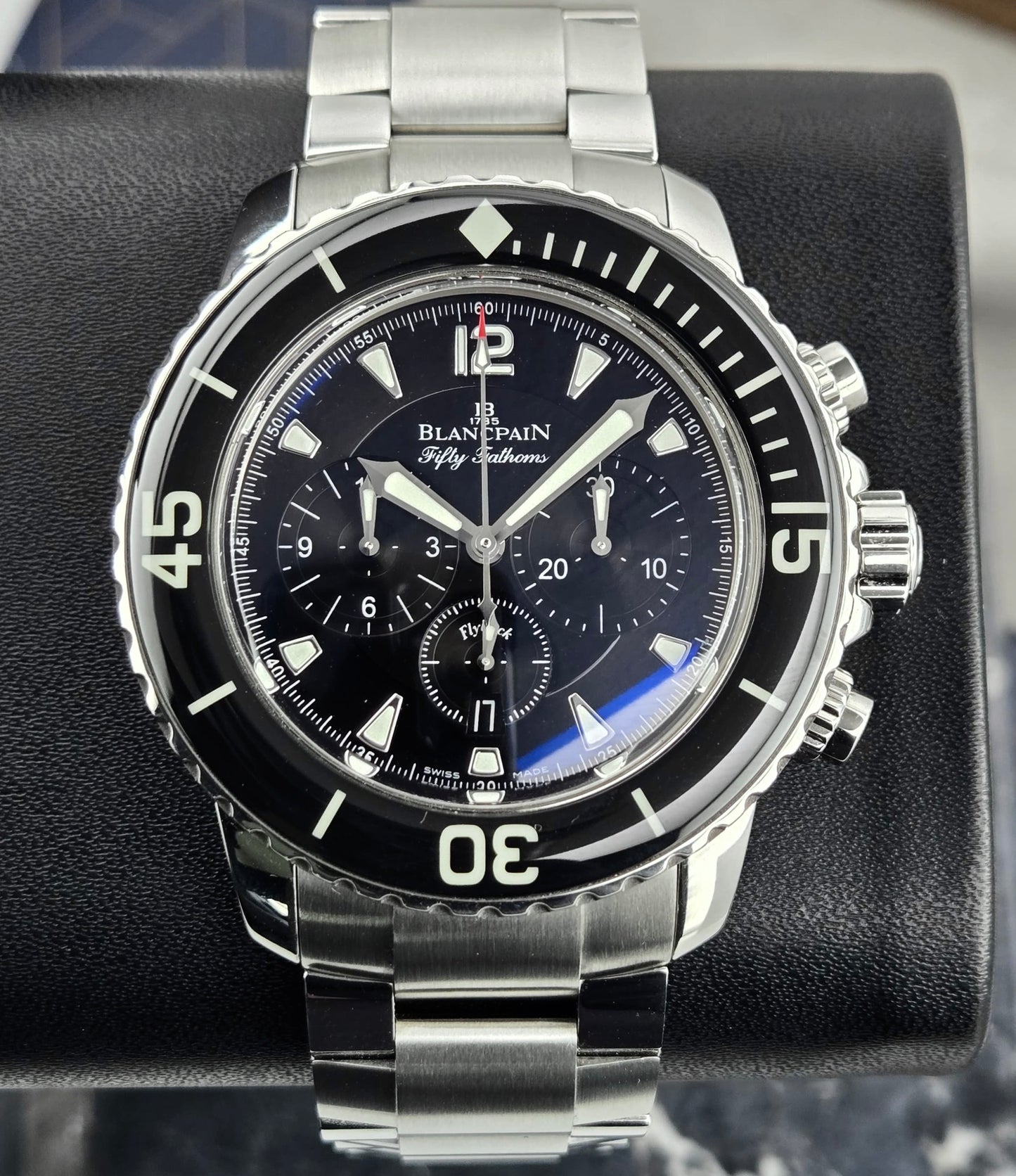Blancpain Fifty Fathoms Chronograph Flyback Steel Black dial 45mm + OEM stainless steel bracelet