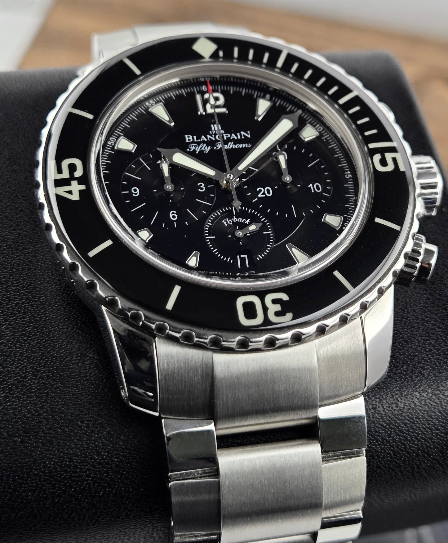 Blancpain Fifty Fathoms Chronograph Flyback Steel Black dial 45mm + OEM stainless steel bracelet
