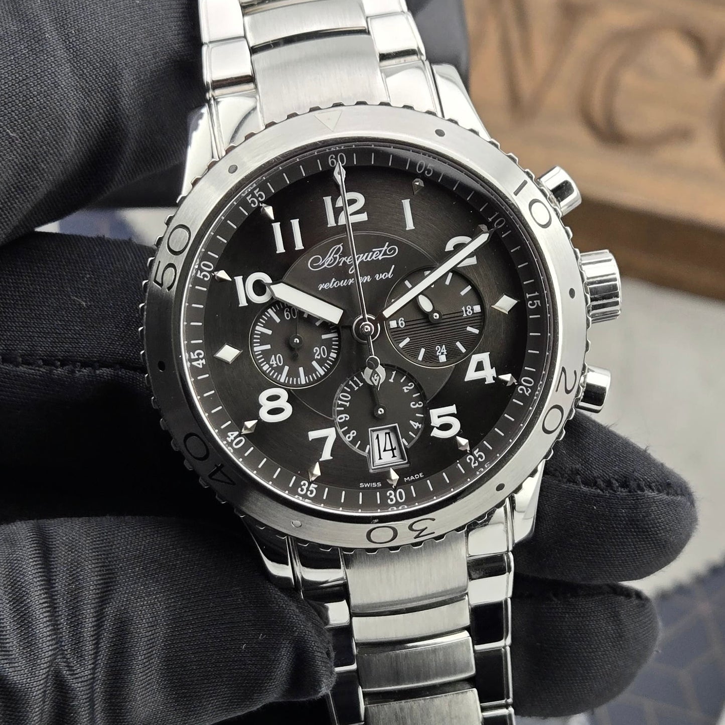 Breguet Transatlantique Type XXI Flyback Chronograph Ruthenium Brown Dial 42mm