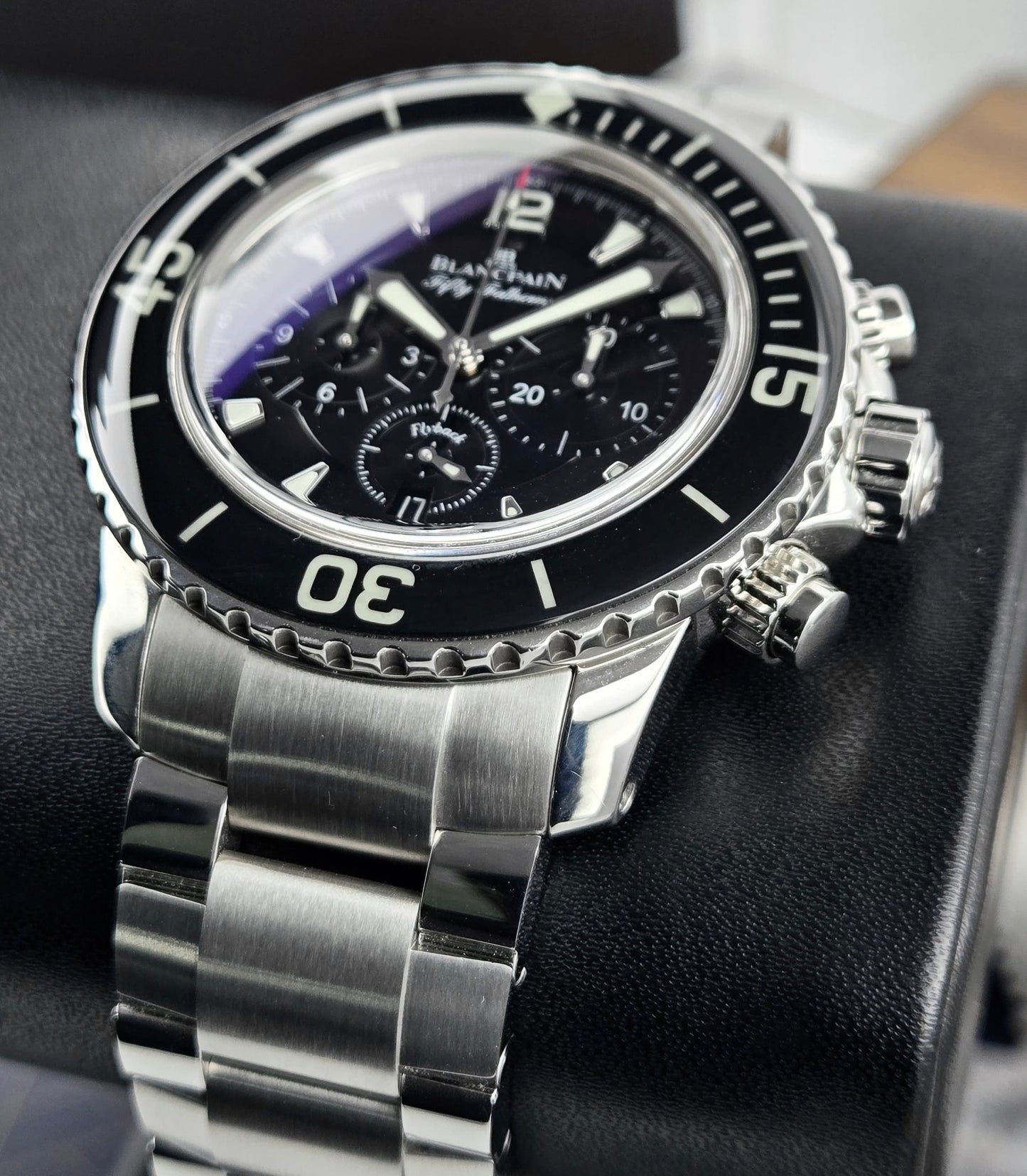 Blancpain Fifty Fathoms Chronograph Flyback Steel Black dial 45mm + OEM stainless steel bracelet