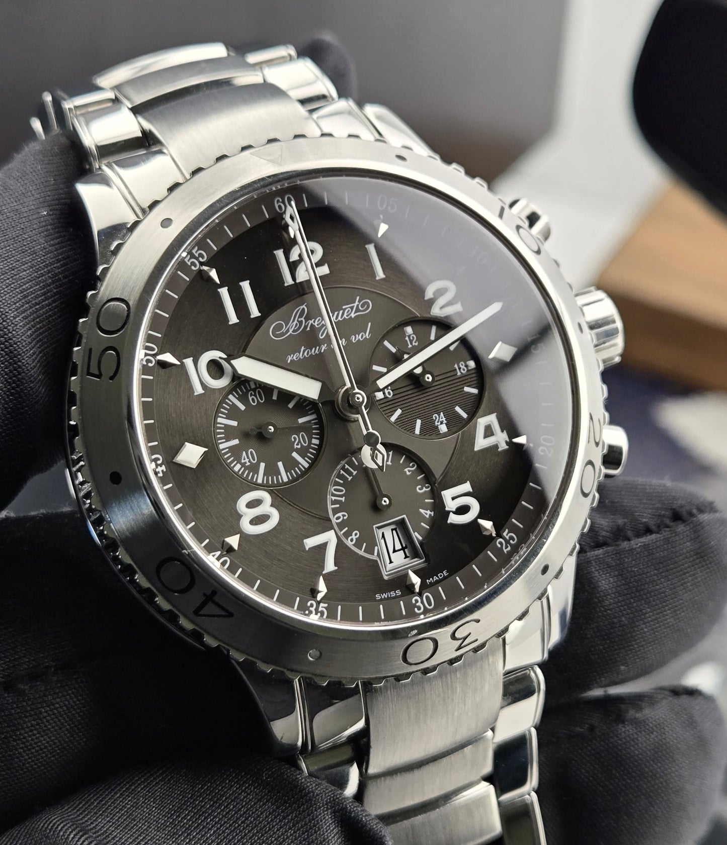 Breguet Transatlantique Type XXI Flyback Chronograph Ruthenium Brown Dial 42mm