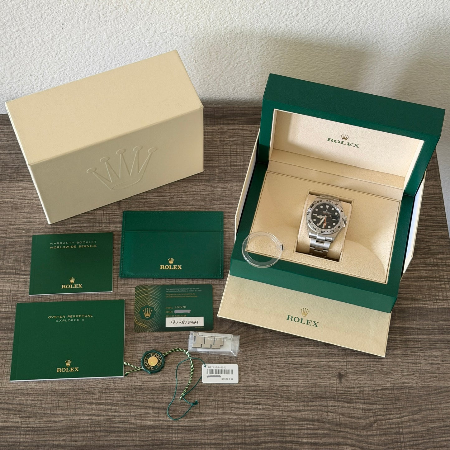 Rolex Explorer II Black Dial Oyster Bracelet 226570 Complete Set 42mm